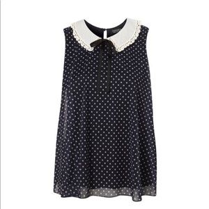 Topshop Polka Dot Collared Top
